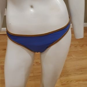 Aerie cheeky blue bikini bottom with gold trim